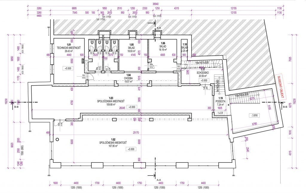 Floor plan of the building created from a point cloud